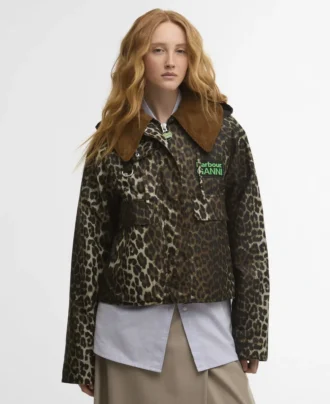 Barbour x GANNI Anorac cerat cu imprimeu leopard