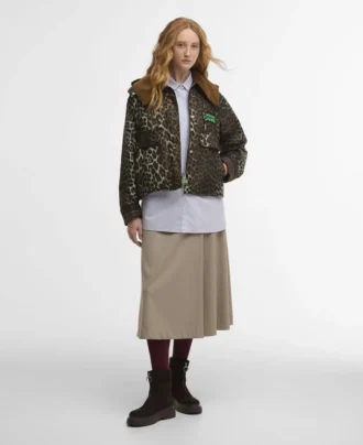 Barbour x GANNI Anorac cerat cu imprimeu leopard