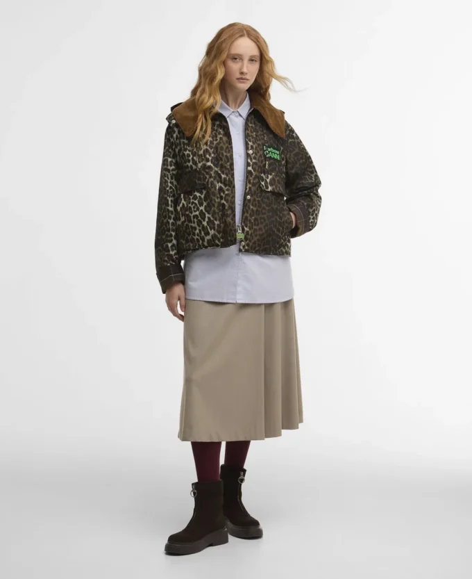 Barbour x GANNI Anorac cerat cu imprimeu leopard