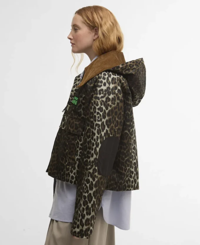 Barbour x GANNI Anorac cerat cu imprimeu leopard
