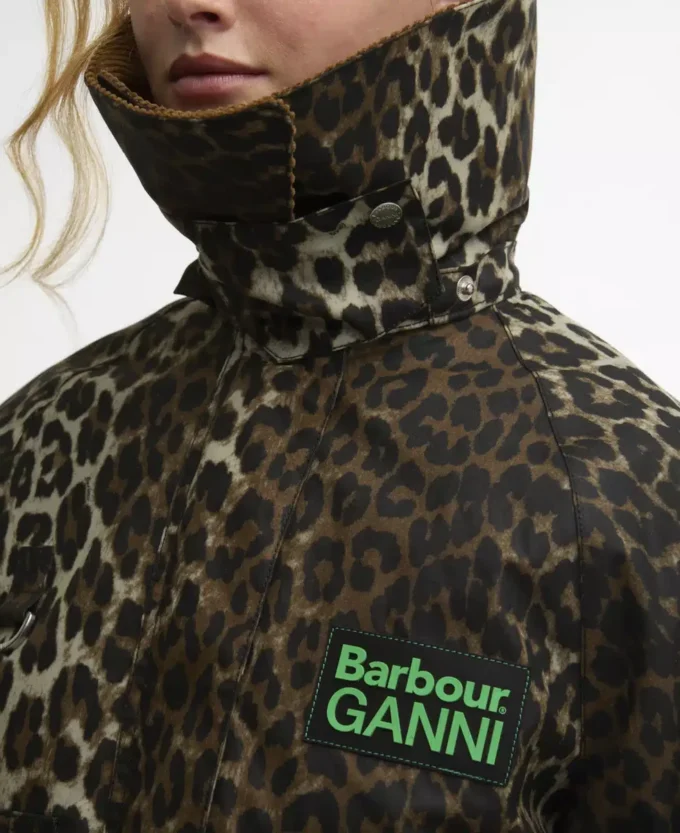 Barbour x GANNI Anorac cerat cu imprimeu leopard