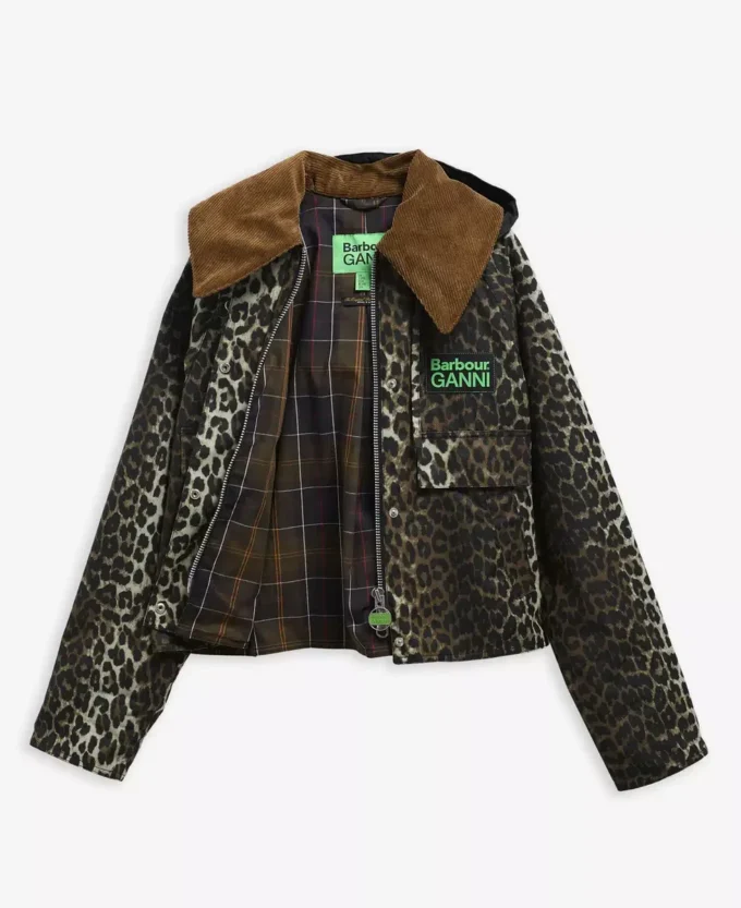Barbour x GANNI Anorac cerat cu imprimeu leopard