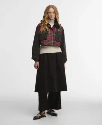 Barbour x GANNI Jacheta cerată cu volane în carouri