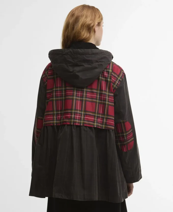 Barbour x GANNI Jacheta cerată cu volane în carouri