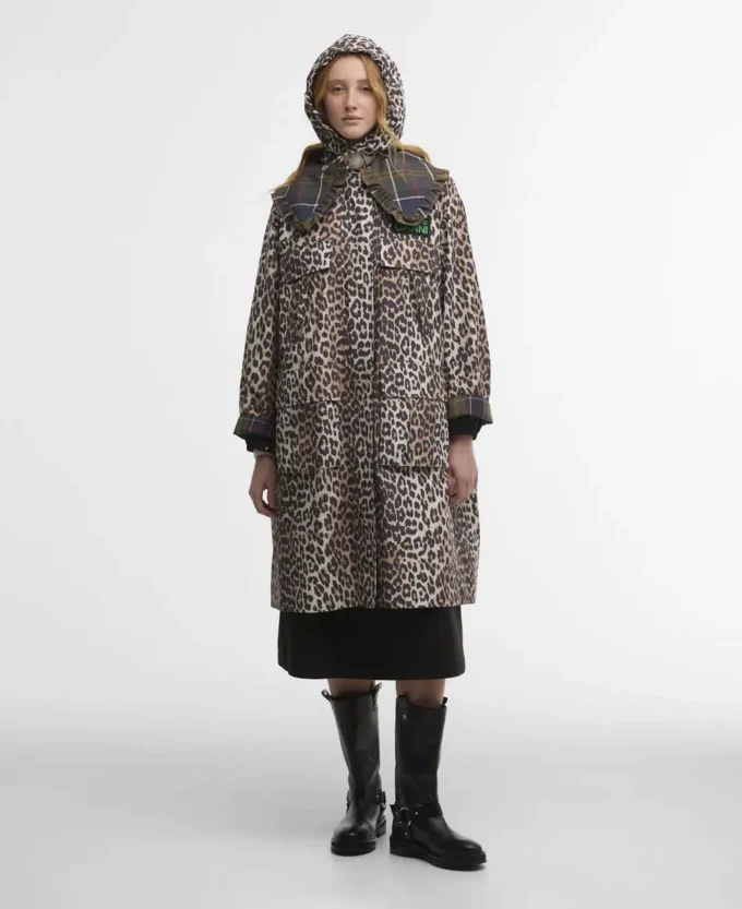 Barbour x GANNI Jacheta impermeabilă cu imprimeu leopard