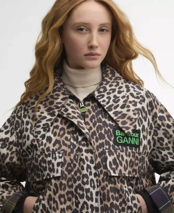 Barbour x GANNI Jacheta impermeabilă cu imprimeu leopard