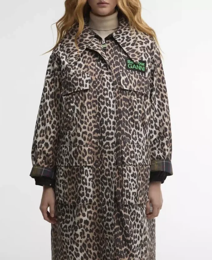 Barbour x GANNI Jacheta impermeabilă cu imprimeu leopard