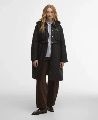 Barbour x GANNI Jacheta matlasată lungă cu basc