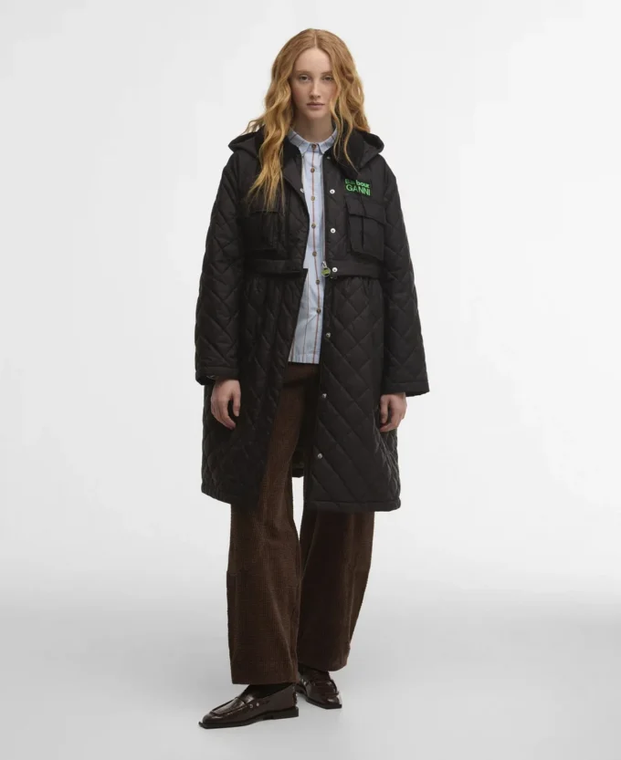 Barbour x GANNI Jacheta matlasată lungă cu basc Barbour x GANNI Jacheta matlasată lungă cu basc