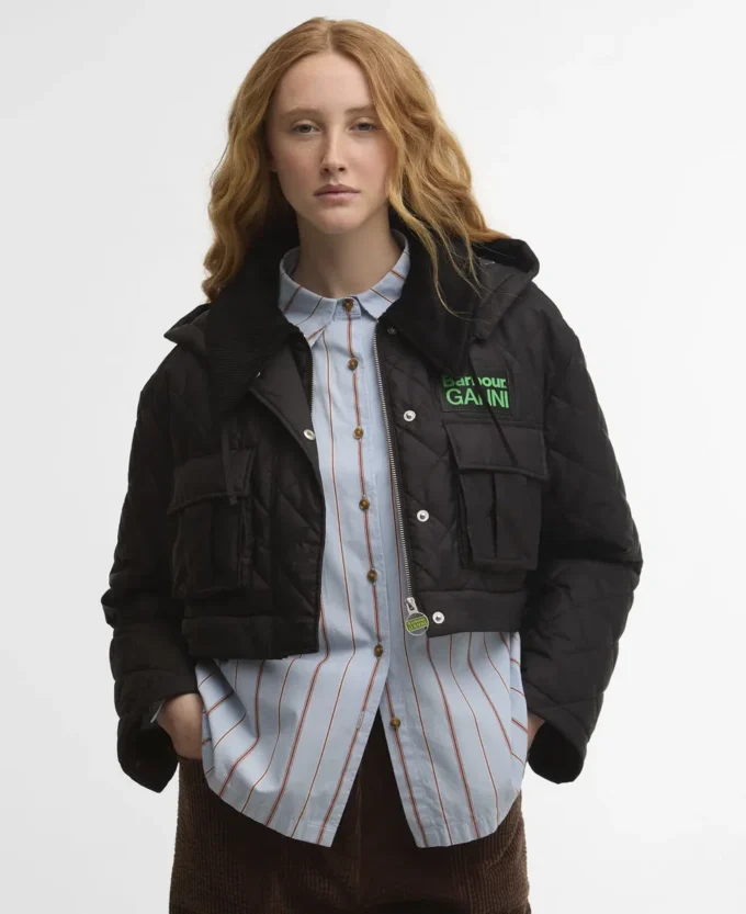 Barbour x GANNI Jacheta matlasată lungă cu basc Barbour x GANNI Jacheta matlasată lungă cu basc