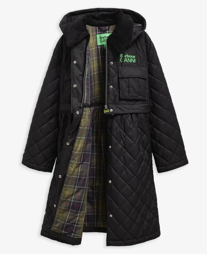 Barbour x GANNI Jacheta matlasată lungă cu basc Barbour x GANNI Jacheta matlasată lungă cu basc